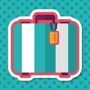 Vintage seyahat bavul, uzun gölge ile düz simgesi