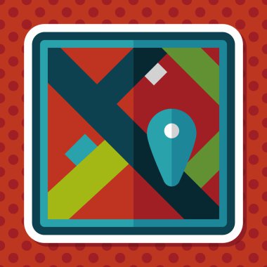 uzun gölge ile harita yer düz simgesi