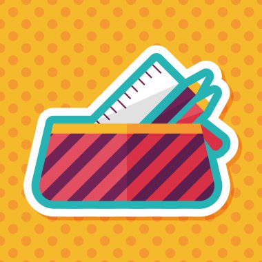 긴 그림자, eps10와 함께 연필 상자 플랫 아이콘