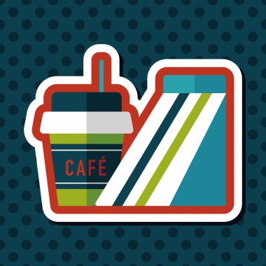 sandviç ve kahve düz simgesi ile uzun gölge, eps10