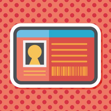 kimlik kartı ile uzun gölge düz simgesi