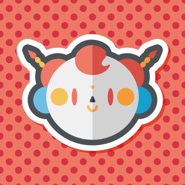 Çin yeni yılı çocuk düz simgesi ile uzun gölge, eps10