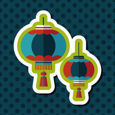 Çin yeni yılı uzun gölge, eps10, Çinli bir dekor ile düz simgesi