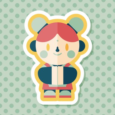 Çin yeni yılı kız uzun gölge, eps10 düz simgesiyle