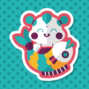 Çin yeni yılı uzun gölge, eps10 Çin maskot düz simgesiyle