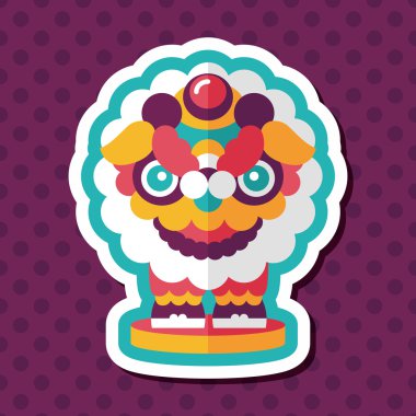 Çin yeni yılı düz simgesi ile uzun gölge, eps10, dragon ve