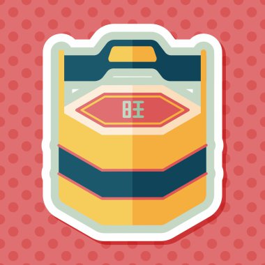 Çin yeni yıl hediye kutusu düz simgesiyle uzun gölge, eps10