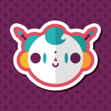 Çin yeni yılı çocuk düz simgesi ile uzun gölge, eps10