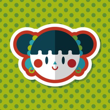 Çin yeni yılı kız uzun gölge, eps10 düz simgesiyle