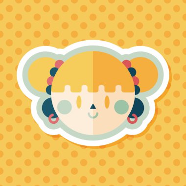 Çin yeni yılı kız uzun gölge, eps10 düz simgesiyle