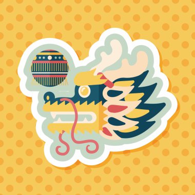 Çin yeni yılı düz simgesi ile uzun gölge, eps10, dragon ve