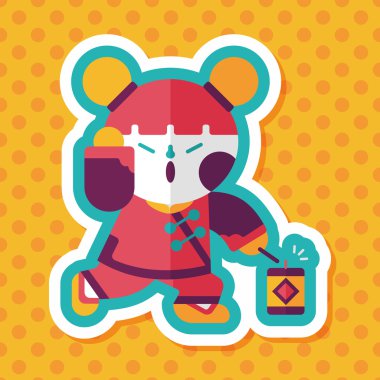 Çin yeni yılı kız uzun gölge, eps10 düz simgesiyle