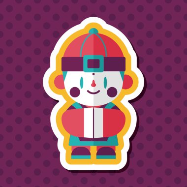 Çin yeni yılı çocuk düz simgesi ile uzun gölge, eps10