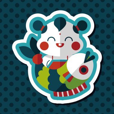 Çin yeni yılı uzun gölge, eps10 Çin maskot düz simgesiyle