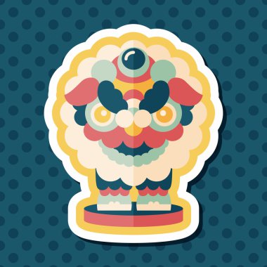 Çin yeni yılı düz simgesi ile uzun gölge, eps10, dragon ve