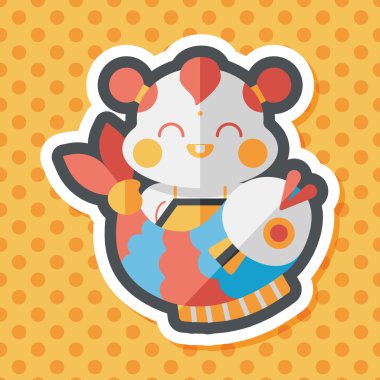 Çin yeni yılı uzun gölge, eps10 Çin maskot düz simgesiyle