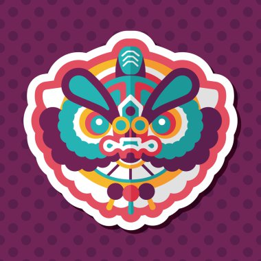 Çin yeni yılı düz simgesi ile uzun gölge, eps10, dragon ve