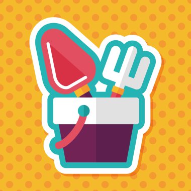 kürek ve kova oyuncakları düz simgesi ile uzun gölge, eps10