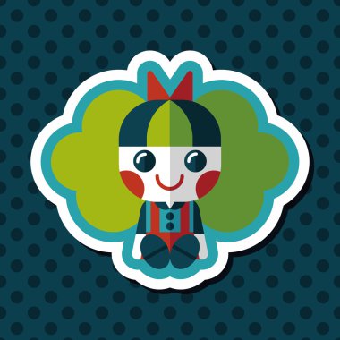 Uzun Gölge, eps 10 ile kız bebek oyuncak düz simgesi