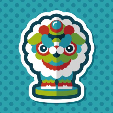 Çin yeni yılı düz simgesi ile uzun gölge, eps10, dragon ve