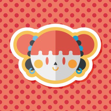 Çin yeni yılı kız uzun gölge, eps10 düz simgesiyle