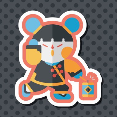 Çin yeni yılı kız uzun gölge, eps10 düz simgesiyle