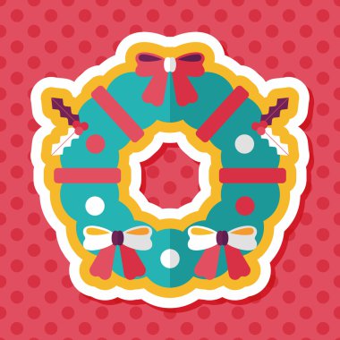 Uzun Gölge, eps10 ile Noel holly çelenk düz simgesi