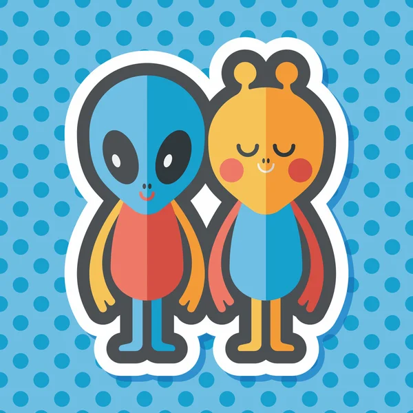 Space alien friendship flat icon with long shadow, eps10 — стоковый вектор