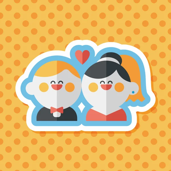 Pareja de boda icono plano con sombra larga, eps10 — Vector de stock