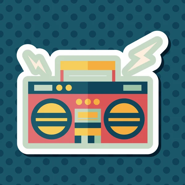 Ghetto blaster audio icono plano con sombra larga, eps10 — Vector de stock