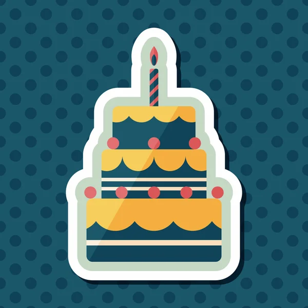 Urodziny ciasto płaskie ikona z długim cieniem, eps10 — Wektor stockowy