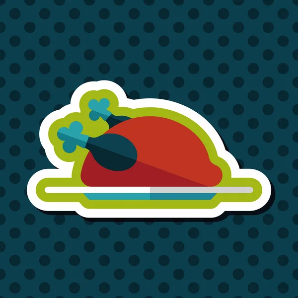 Nourriture de poulet icône plate avec ombre longue, eps10 — Image vectorielle