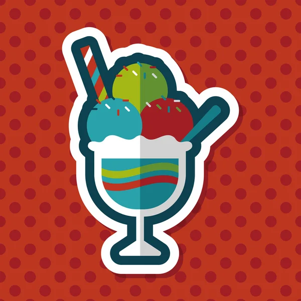 Helado icono plano con sombra larga, eps10 — Vector de stock