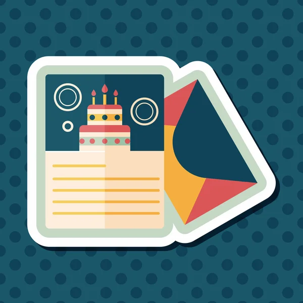 Happy birthday card flat icon with long shadow, eps10 — стоковый вектор