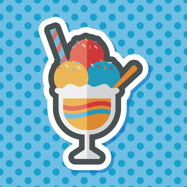 Helado icono plano con sombra larga, eps10 — Vector de stock