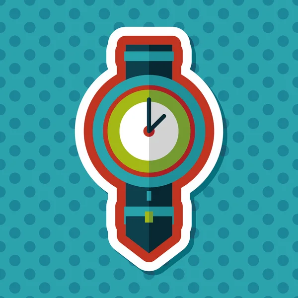 Reloj icono plano con sombra larga, eps10 — Vector de stock