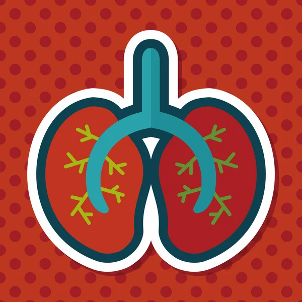 Lungs icono plano con sombra larga — Vector de stock