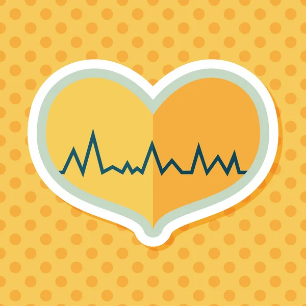 EKG srdce ploché ikony s dlouhý stín — Stockový vektor