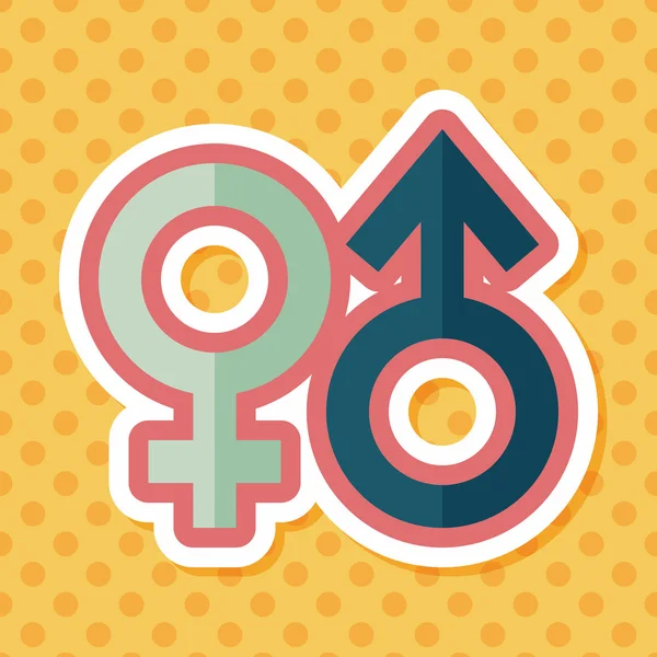 Ikon datar simbol gender dengan bayangan panjang - Stok Vektor
