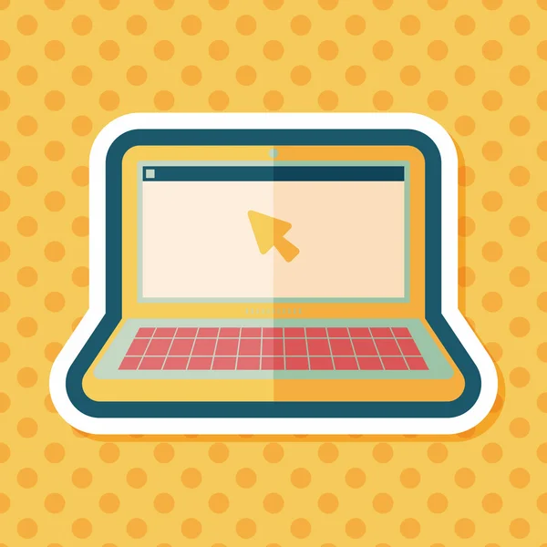 Laptop plat pictogram met lange schaduw, eps10 — Stockvector