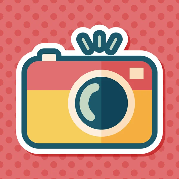 Camera flat icon with long shadow — Stock Vector