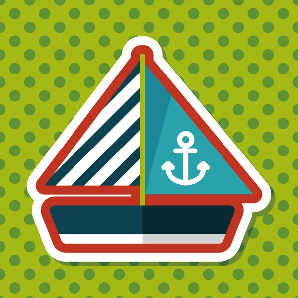 Sailboat flat icon with long shadow — Stock Vector