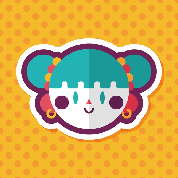 Çin yeni yılı kız uzun gölge, eps10 düz simgesiyle