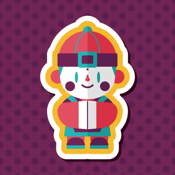 Chinese New Year boy flat icon with long shadow, eps10 — стоковый вектор
