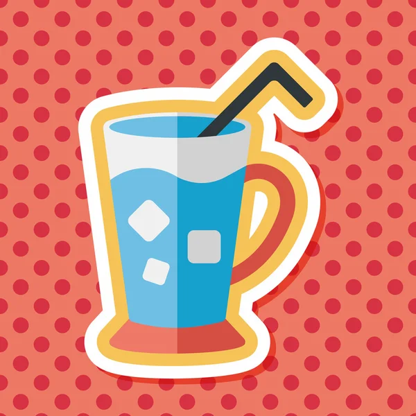Ice drink flat icon with long shadow, eps10 — стоковый вектор