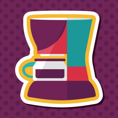 Kahve makinesi düz simgesi, uzun gölge, eps10