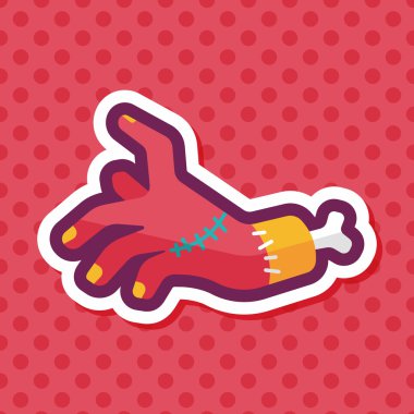 Cadılar Bayramı zombi el düz simgesi ile uzun gölge, eps10