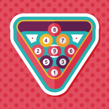 Bilardo düz simgesi ile uzun gölge, eps10