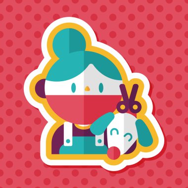 Uzun Gölge, eps10 ile evde beslenen hayvan veteriner ve köpek düz simgesi