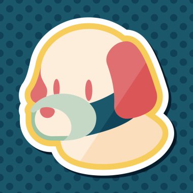 Evde beslenen hayvan köpek ağız kapak düz simgesiyle uzun gölge, eps10